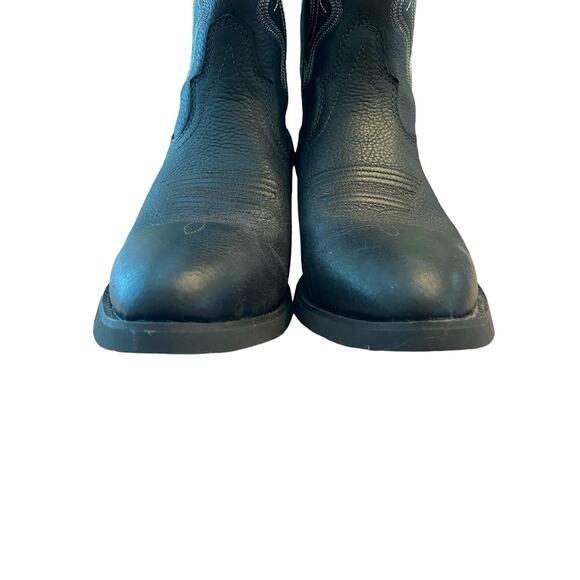 Justin Boots Western Buck Pull-On Cowboy Boots Round Toe Black Leather Mens 9.5 - Picture 6 of 13